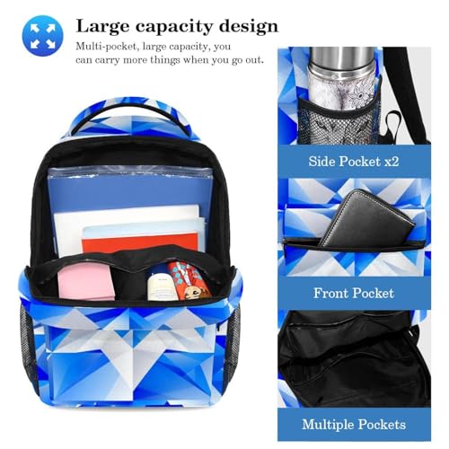 Ensemble cartable imprimé drapeau mosaïque bleu sac à dos étudiants - 3