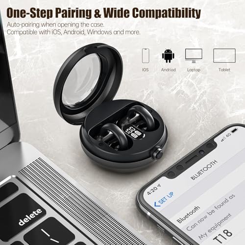 Image of Open Ear Headphones, Bluetooth 5.4 Clip On Headphones, 40H Playtime Wireless Stereo Earbuds with LED Digital Display, Lightweight Stylish Open Earphones for Daily Use, Commuting and Travel Relax