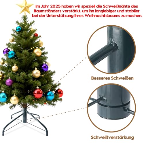 AddGrace Weihnachtsbaumständer Faltbarer Christbaumständer aus Metall, passend für 3,2 cm Durchmesser, Heimdekoration, 65 cm, Grün