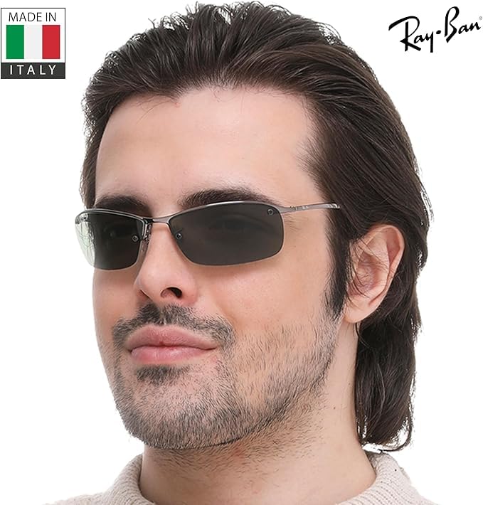 Image of Ray-Ban RB3183 Rectangle Shaped Sunglasses for Men with Official RAYBAN Eyewear Kit