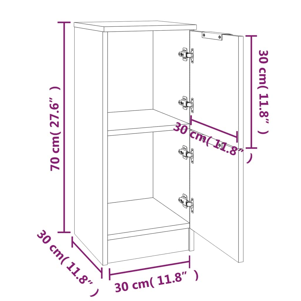 vidaXL 2X Buffets Armoires Latérales Organisateurs de Maison Meubles de Rangement Salon Intérieur Gris Béton 30x30x70 cm Bois d'Ingénierie