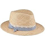 seeberger mütze Krone: ca. 10 cm Seeberger Fedora mit gestreiftem Hutband - Natur - M