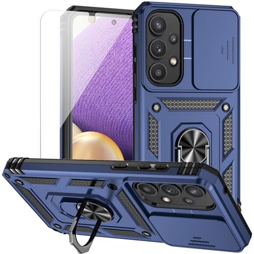 for Samsung Galaxy A35 5G Case with Camera Lens Cover HD Screen Protector, Dual Layer Military-Grade Drop Tested Magnetic Ring Holder Kickstand Protective Phone Case for Samsung Galaxy A35 5G (Navy) by M MAIKEZI - Used condition - US$4.50
