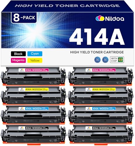 Image of 414A Toner Cartridges with Chip Replacement for HP 414A 8 Pack(2Black /2Cyan /2Yellow /2Magenta)