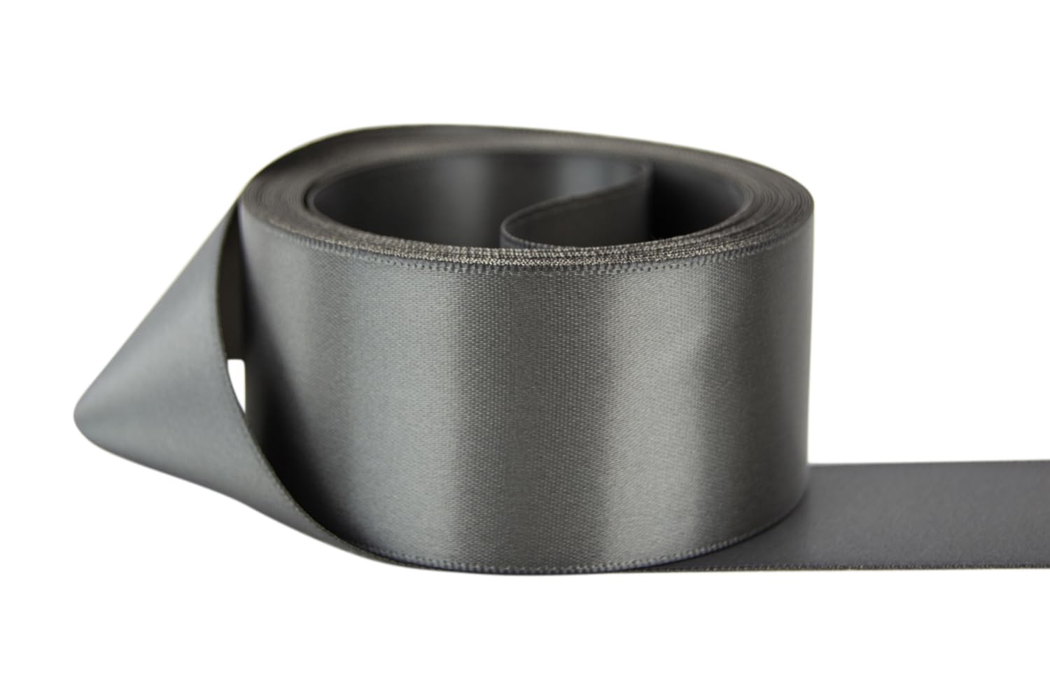 Ribbon Bazaar Double Faced Satin - Premium Gloss Finish - 100% Polyester Ribbon for Gift Wrapping, Crafts, Scrapbooking, Hair Bow, Decorating &amp; More - 3/8" Pewter 50yd Spool