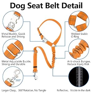 Plutus Pet Dog Seat Belt for Car Headrest, Reflective and Adjustable Restraint with Elastic Bungee for Safety, Vehicle Seatbelt Harness for Small Medium Large Dogs and Cats Plutus Pet Dog Seat Belt for Car Headrest, Reflective and Adjustable Restraint with Elastic Bungee for Safety, Vehicle Seatbelt Harness for Small Medium Large Dogs and Cats