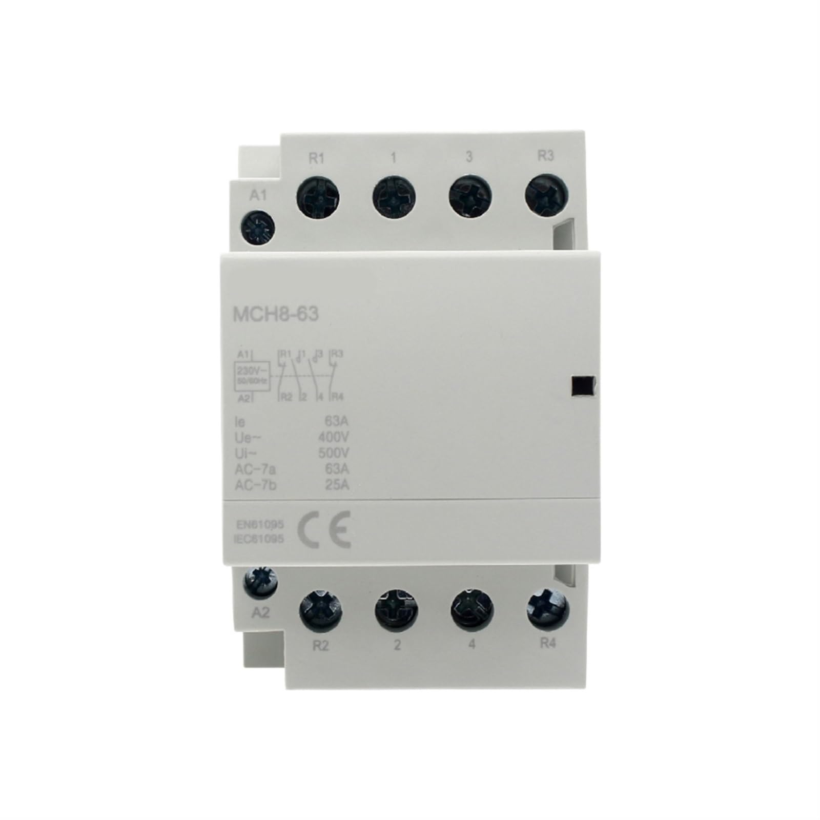 HUUOQIWY MCH8-63 4P 63A 220V 50/60HZ Household AC Modular Contactor 1Pcs(4NO)