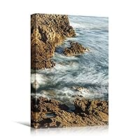Canvas Wall Art Rocky Seas Beach Beach Blue Coastal Cool Photography Relax/Calm - 12x18 inches