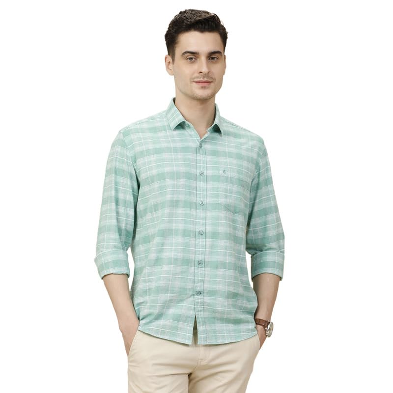 cavallo by linen club Men's Blended Linen Checked Contemporary Fit Full Sleeve Casual Shirt-picture-40