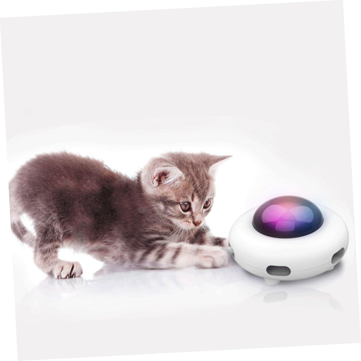 VANZACK 1 Jeu Jouet De Chat Drôle Jouet Interactif Chat Électrique Jouets Électriques pour Chiens Jouets De Dentition Chaton Soi Faire Tourner Automatique Abdos Chat Taquin Blanche
