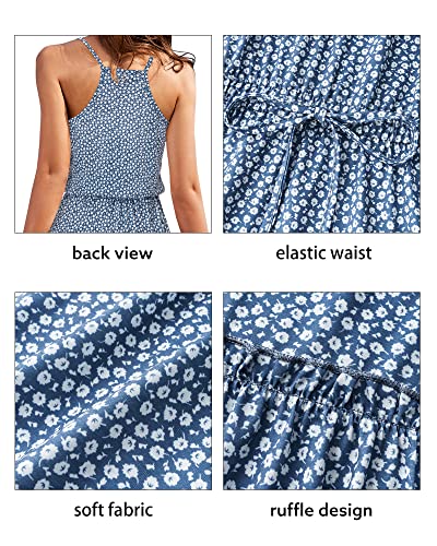 Image of Newshows Women's Summer Casual Dress Cute A Line Ruffle Hem Flattering Fit Beach Vacation Sundress