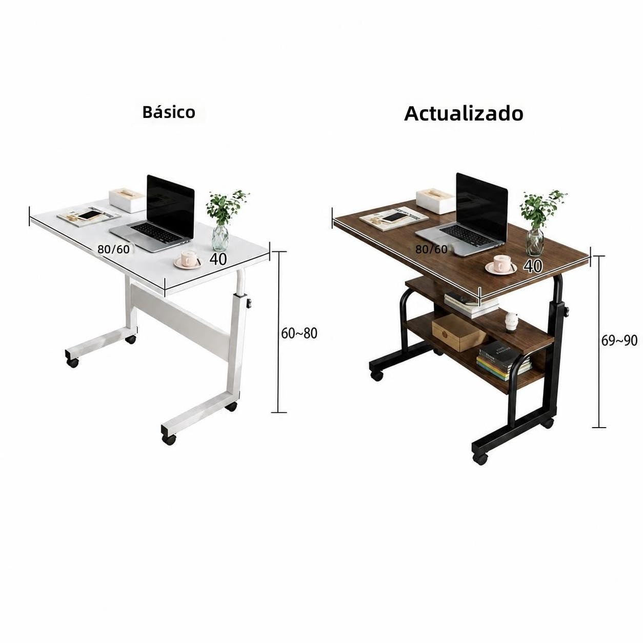 Scrivania per Laptop da Comodino Mobile, Semplice Tavolo da Studio per Computer per Letto, Camera da Letto e Uso Domestico
