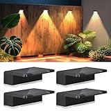 ANOTEK ソーラーライト 屋外 おしゃれ 4個パック - 3モード (暖色/中間色/寒色ホワイト)、 ソーラーフェンスライトおしゃれ, LEDガーデンライト, 表札灯 表示灯 玄関灯 門柱灯, IP65防水、屋外照明として簡単に設置でき、庭、通路、階段、裏口、玄関などに最適です