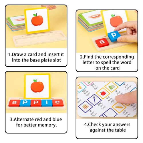 SoeUyd Scrabble, Scrabble Junior, Scrabble Reisespiel, Geeignet für 2/3/4/5/6/7/8 Jahre Alt, Buchstabieren Wörter Kinder Puzzle Starter Spielzeug, Pädagogische Starter Wort Spielzeug Geschenke