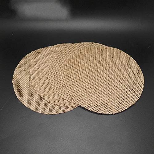 Luzen 12Pcs Rustic Burlap Linen Doilies Mat Round Placemats Cup Mat Coaster Table Decorations For Wedding Holiday Home Party Dining Table thumb #1