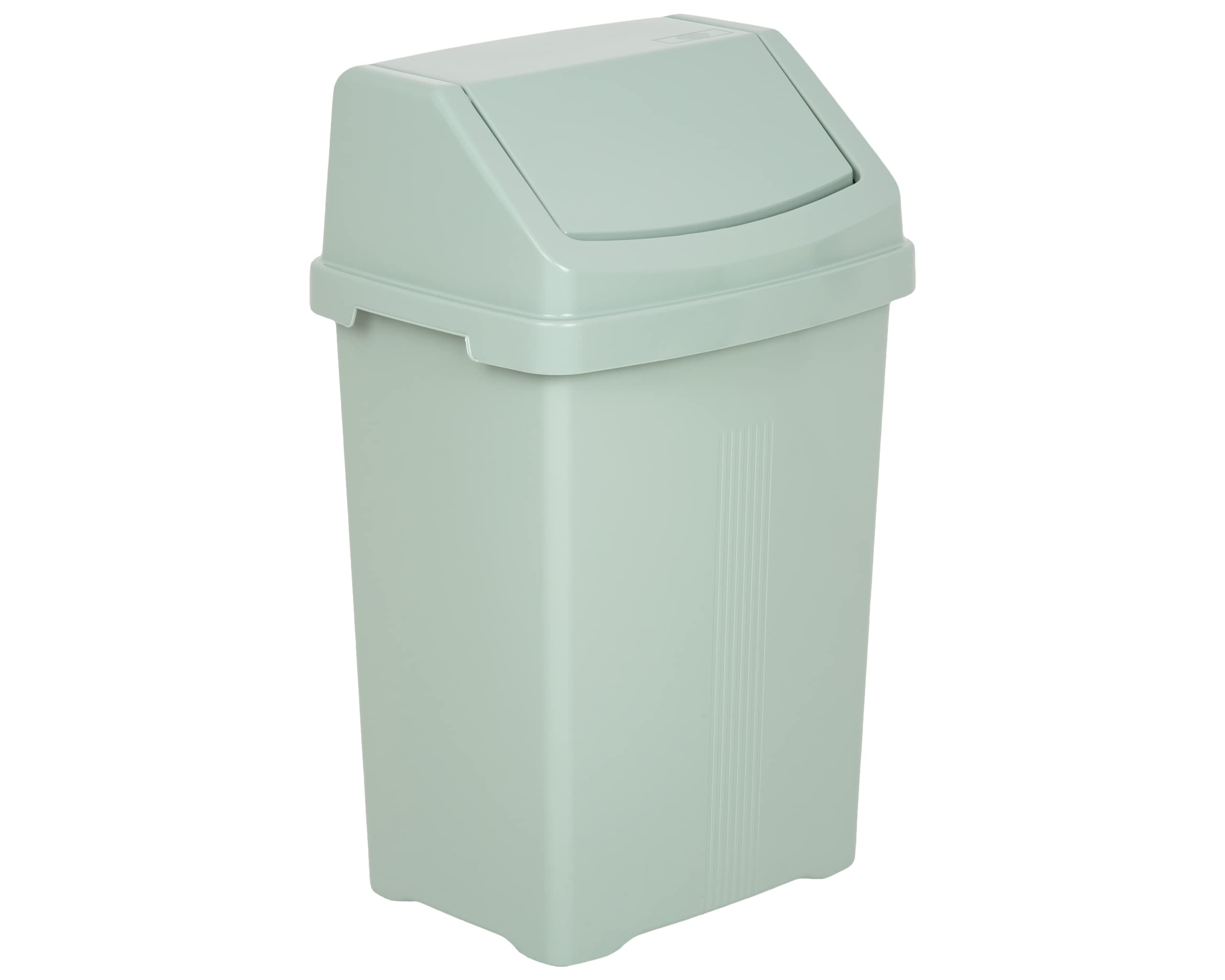 JMS we create smile 8L/25L/50L Litre Swing Lid Bin Waste Recycle Plastic Dustbins Kitchen, Home, Office, Bathroom Rubbish Trash Refused Bins (Silver Sage, 50L)