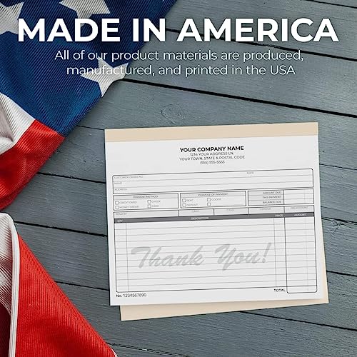 Custom 8.5" X 7" Carbonless Ncr Books In 2-Part Duplicate Invoices, Receipts, Work Orders, Sales Orders, Purchase Orders, Estimates, Quote Forms With Your Company/Business Name (300 Sets) #TOP5