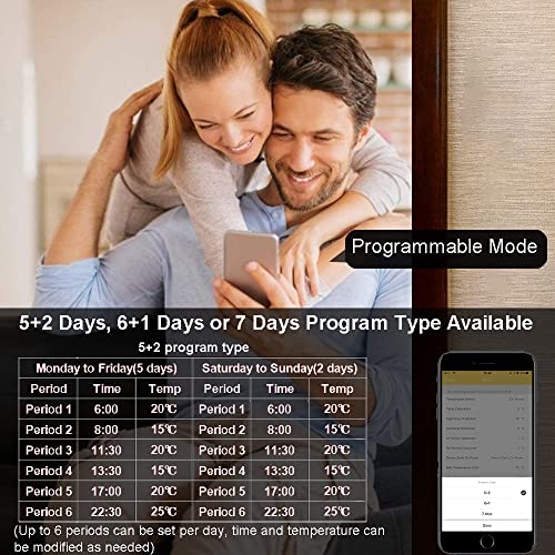 KETOTEK Thermostat Connecté WiFi Chauffage au sol Electrique 16A Alexa Google Home Compatible avec Sonde, Programmable Thermostat Plancher Chauffant electrique - Image 5