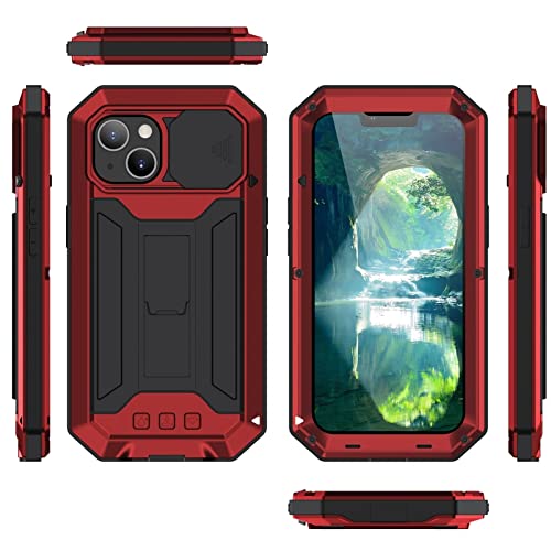 Étui métal iPhone 13 Pro Max antichoc avec protège-écran coque armure blindée rouge - 6