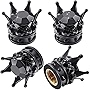 4 Pieces Crown Tire Valve Stem Caps Bling Handmade Crystal Rhinestone Universal Chrome Crown Vehicle Car Tire Caps Covers, Attractive Accessories for Car (Black)