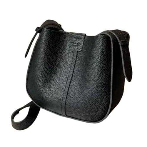 SMMZRF Borse Borsa A Tracolla da Donna alla Moda, in Morbida Pelle, con Tracolla E Grande capacità, Secchiello-Nero