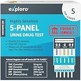 Exploro 5 Panel Drug Test Kit, Drug Screen Test for Pre-Employment, Multi Panel Drug Test for 5 Drugs THC, Cocaine, Amphetamine, Opioids, PCP Instant Result Drug Test Kit for All Drugs (Pack of 5)