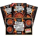 SPICENTICE - World's Hottest Curry Powder Recipe Kit Collection Gift Set - Naga Ghost Chilli Phaal Curry - Fiery Habanero Vindaloo - Carolina Reaper Curry - Curry Gift for a Chilli & Spicy Food Lover