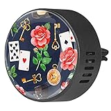 BestIdeas Auto-Lufterfrischer mit roten Rosen, goldenen Schlüsseln, Spielkarten-Drucken, Orchideen-Duft, Aromatherapie, ätherisches Öl, 2 Stück