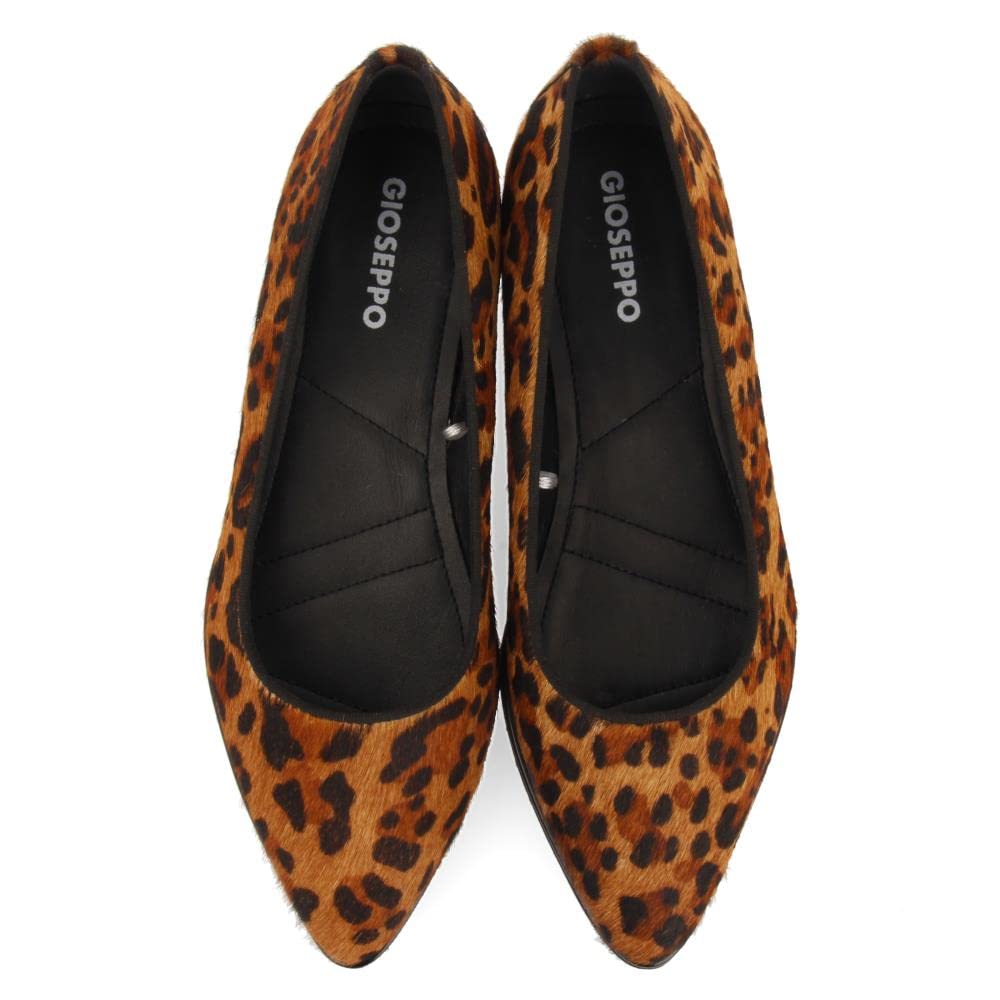 Ballerine in Pelle con Fantasia Leopardata e Suola Spessa Tipo Track da Donna ruka
