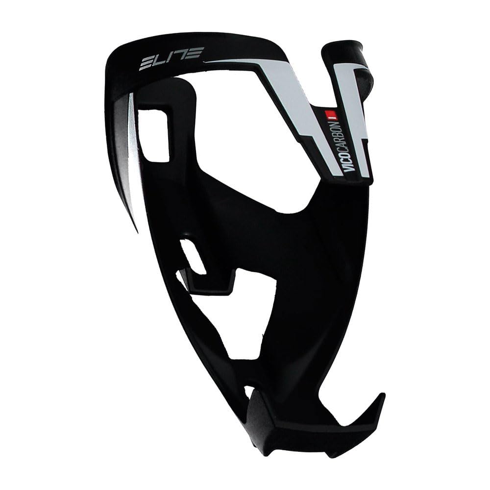 Elite Vico Carbon Bottle Cage Mat White Graphic – Ultra Lightweight Carbon Fibre Bike Bottle Holder – WorldTour Pro Choice – For Road Bike, MTB & Gravel Cycling