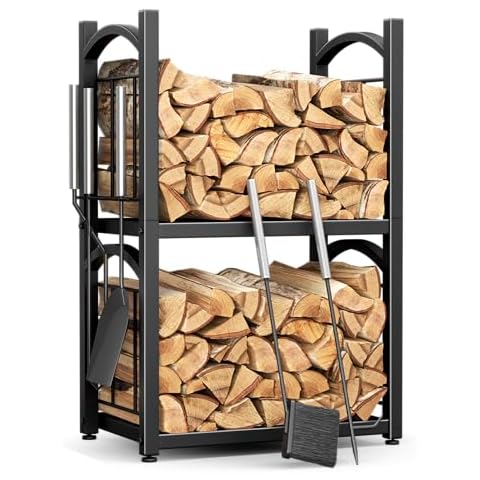 Y&M 2-Tier Firewood Rack with Tools Cover