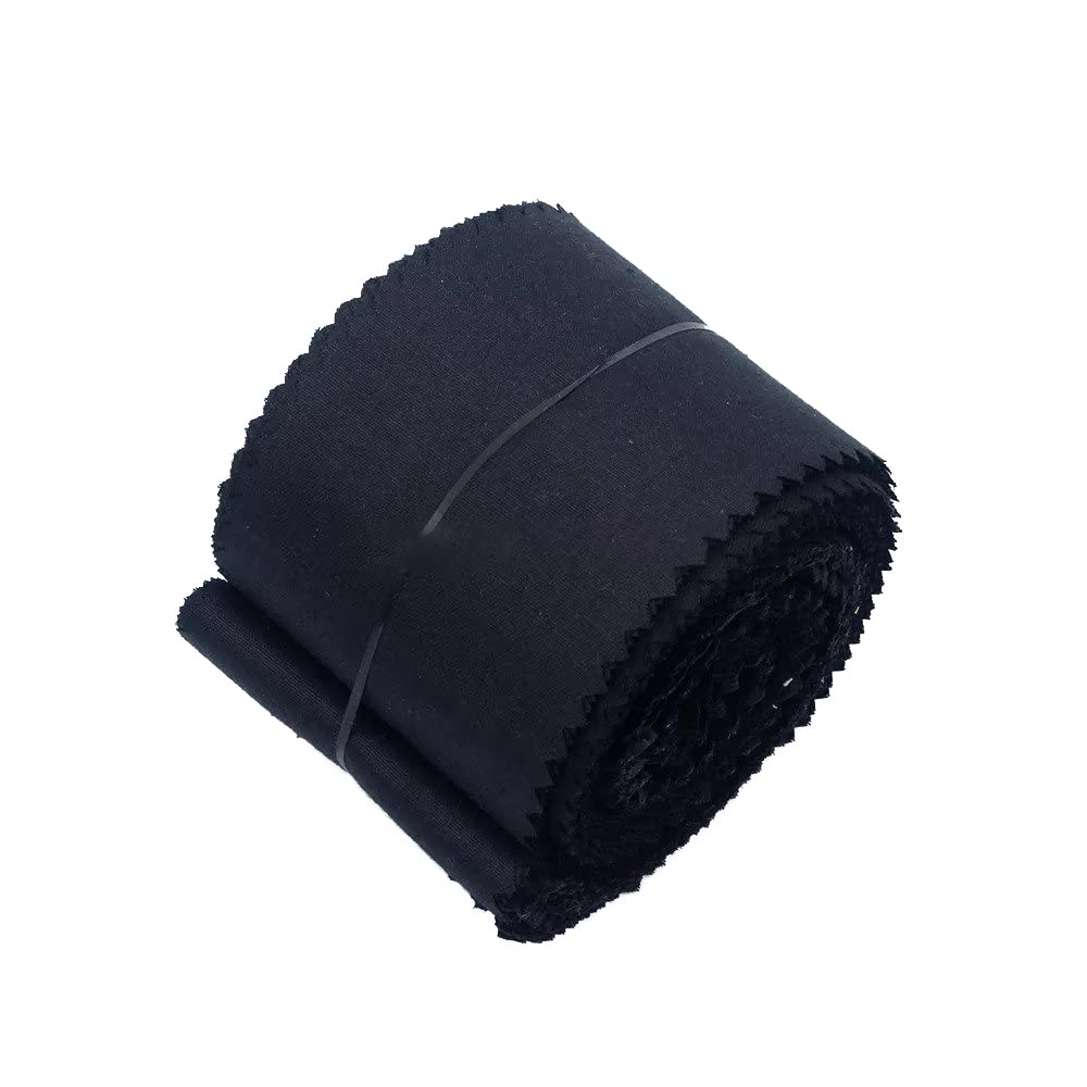 CraftsFabrics 20pcs 2.36 x 39.37'' 100% Cotton Pre-Cut Jelly Rolls Strips Fabric for Quilting, Scrapbooking, Sewing, Arts & Crafts, Patchwork, Collage (Black)
