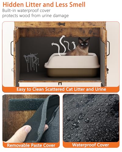 Megidok Gaiolas internas para gatos com caixa de areia escondida de madeira capa de urina embutida p