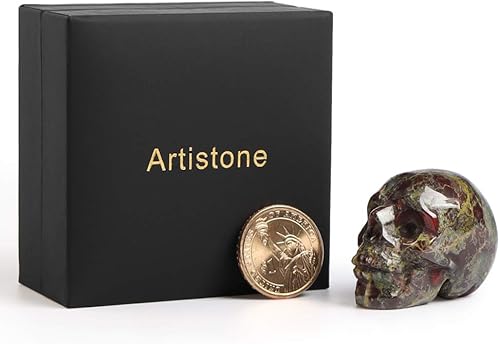 Miniatura 7 de Artistone Figura decorativa de calavera de dragón de 2.0 pulgadas, decoración de calavera de Halloween, cristales y piedras curativas, estatua
