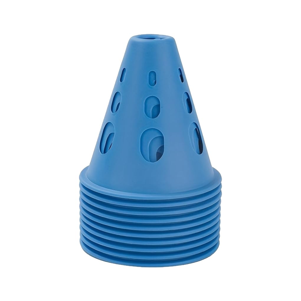 Zymoplas 10pcs Bright-colored Hollow Windproof Roller Skating Pile For Effective Traffic Control Plastic Soccer Training Cone, blue