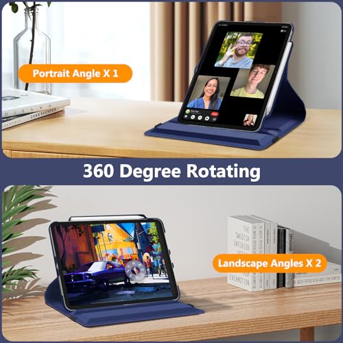 Image of Fintie Rotating Case for iPad Pro 11-inch (M5) 2025 / (M4) 2024 - [Built-in Pencil Holder] 360 Degree Swiveling Smart Stand Protective Cover, Auto Sleep /Wake, Navy