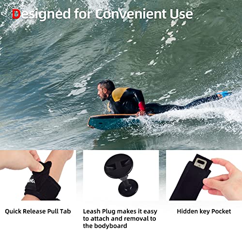 Abahub Premium 4 ft Bodyboard Leash, 5,5 mm dick Coiled Wrist Surf Body Board Leashes mit Stecker für Bodyboarding, schwarz