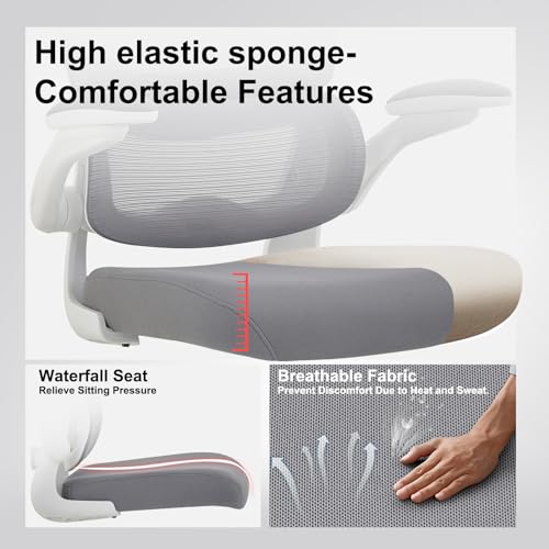 TRALT-Office-Chair-Ergonomic-Desk-Chair-330-LBS-Home-Mesh-Office-Desk-Chairs-with-Wheels-Comfortable-Gaming-Chair-High-Back-Office-Chair-for-Long-Hours-Office-Chair-for-Study-and-Work-White