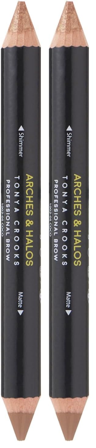Arches & Halos Brow Highlighting and Concealer Crayon - Coco - Shaping and Shimmer Eyebrow Stick and Highlighter Duo - Soft, Ultra Creamy Formula - Define, and Sculpt for Sharp Brows - 0.176 oz