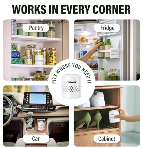 FLAWNT Refrigerator Deodorizer - 10-Year Odor Eliminator for Refrigerator & Freezer, No Baking Soda Needed, Neutralizes Food Smells, Space-Saving Air Filter White — view 6