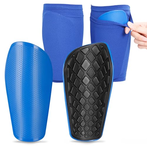 AiQInu espinilleras Futbol con Manguitos Protectores de Pantorrilla para jóvenes y Adultos - Protección de amortiguación EVA para Hombres y Mujeres - espinilleras Futbol Adulto