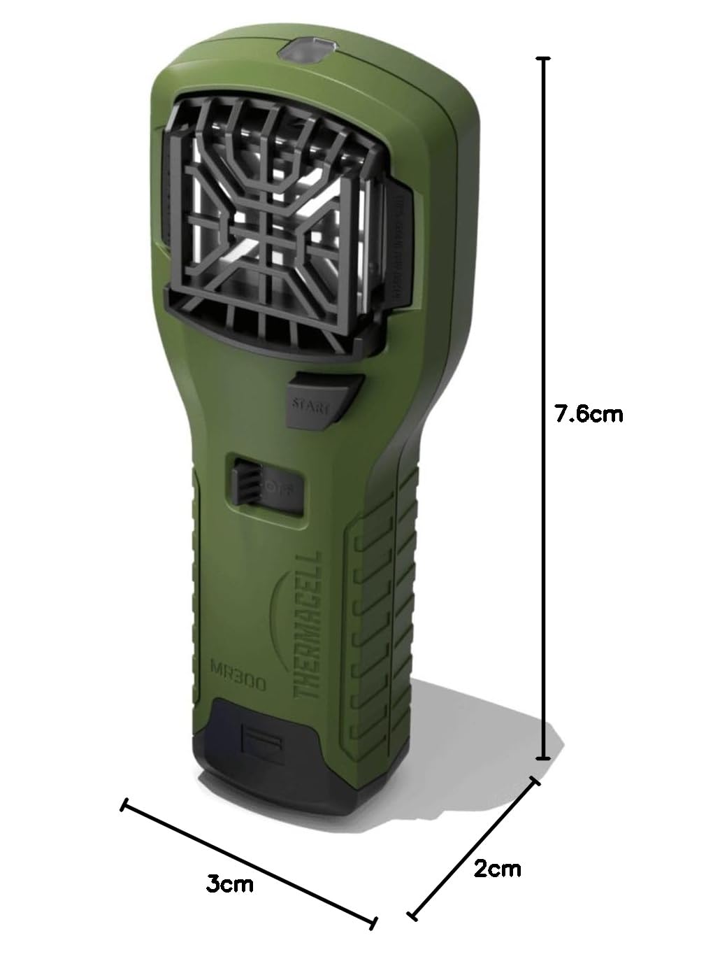 Thermacell Handgerät MR-300 tragbares Mückenschutzgerät, ohne Wirkstoffplättchen und Gas, Farbe:olivgrün