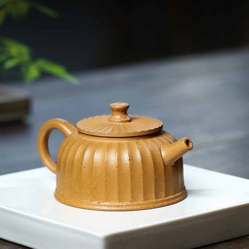 Chinesische handgeschnitzte Retro-Teekanne aus Keramik, handgefertigte Teekanne für den Haushalt, Teeservice, Teezeremonie, tragbare Reise-Teekanne, Teekanne für losen Tee (220 ml)