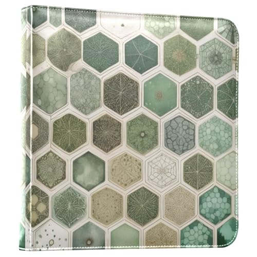 Álbum de Fotos Scrapbook Adhesivo DIY Patrón Panal con Plantas Verde, Encuadernado de 3 Anillos, 40 Páginas, 8x10 para Memorias miniatura 1