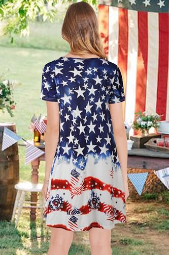 Image of Womens Summer Dresses Beach Casual Loose Tshirt Floral Short Sleeve Flowy Pockets Sundresses 2026
