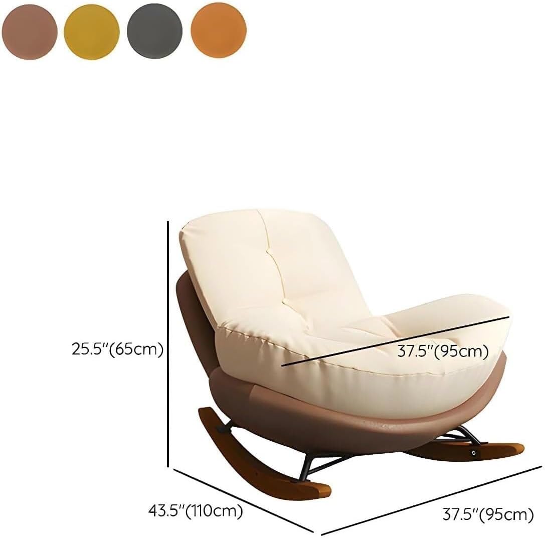 LICOME Rocking Chairs with Ottoman Upholstered Glider Rocker Chair Cushion Padded Seat for Living Room Bedroom(Black Beige Pads)