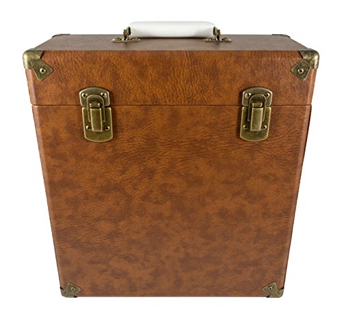 GPO Funda de transporte vintage para LPs, álbumes y discos de vinilo de 12 pulgadas (alberga 30 álbumes) - Marrón