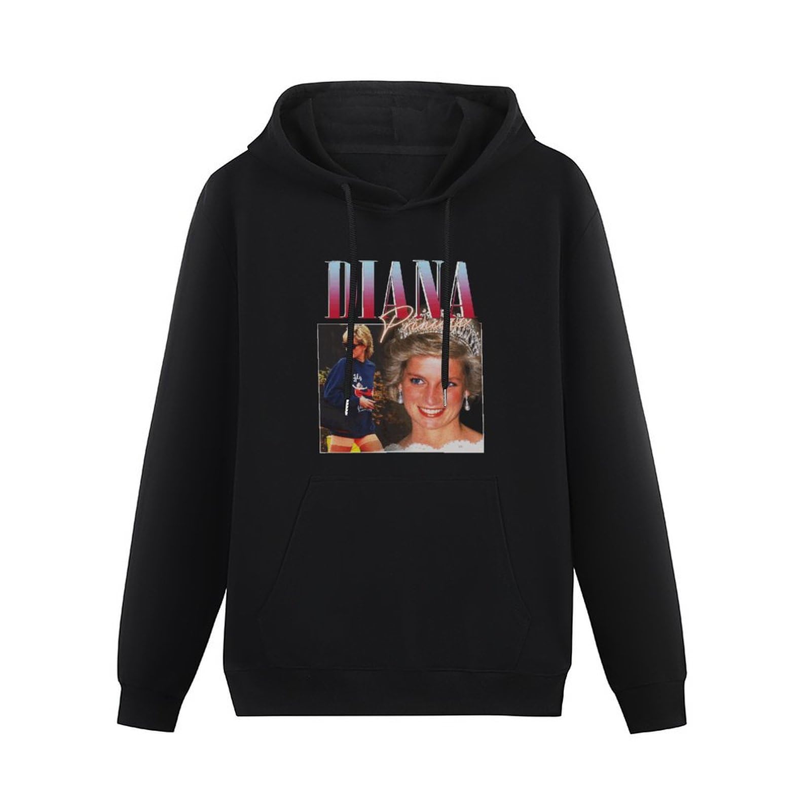 Huachenyu Unisex Black Princess Diana Rap Hip Hop Princess Diana 90S Retro Men's Hoodies Pullover Sweatshirts L