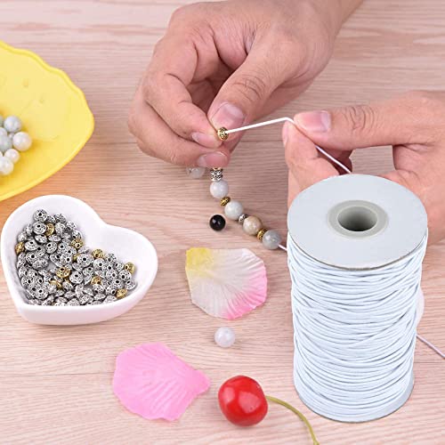 UKIYO | Soft Bobbin Elastic Cord Strap 2mm Round Ear Loop Strechy Strap-Comfortable Ear Tie, Elastic Rope for Crafts DIY Sewing Mask Making (40m White + 40 m Black) 3
