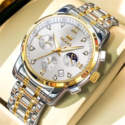 Image of OLEVS Watch Men Luxury Dress Stainless Steel Date Analog Watch Waterproof